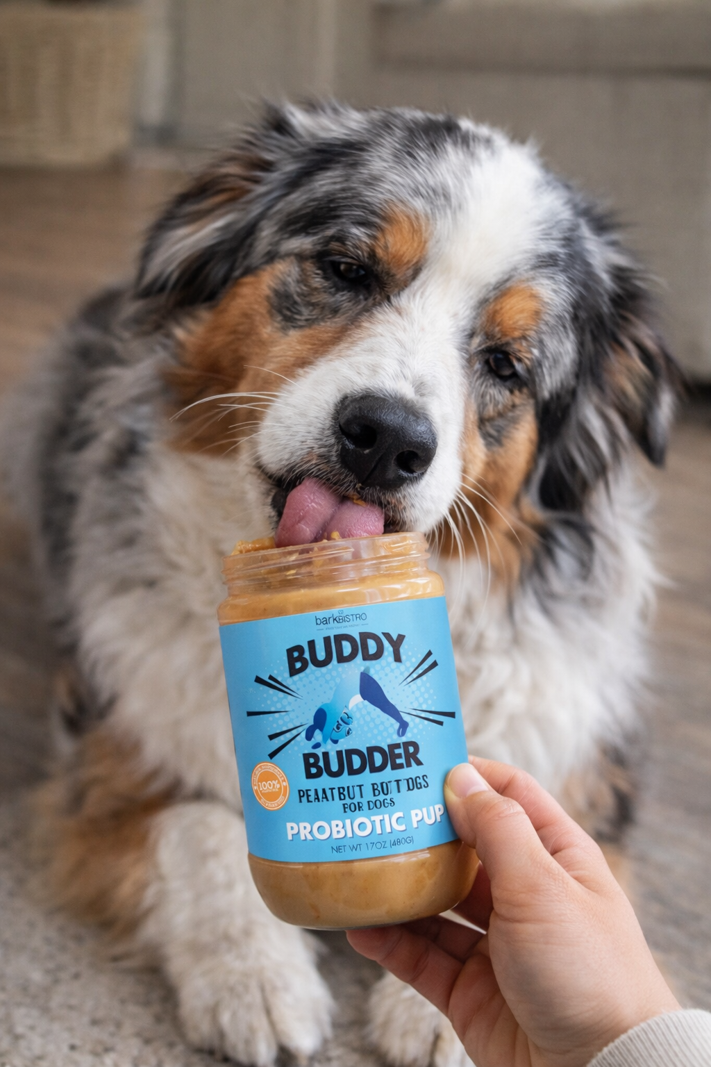 Berry Balance Buddy Budder – Probiotic Peanut Butter for Dogs with Blueberry & Honey