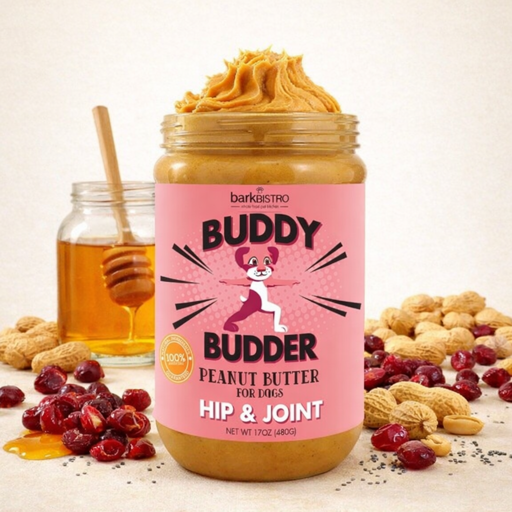 Cranberry Canine Buddy Budder – Joint Support Peanut Butter for Dogs (Buddy Booster Line)