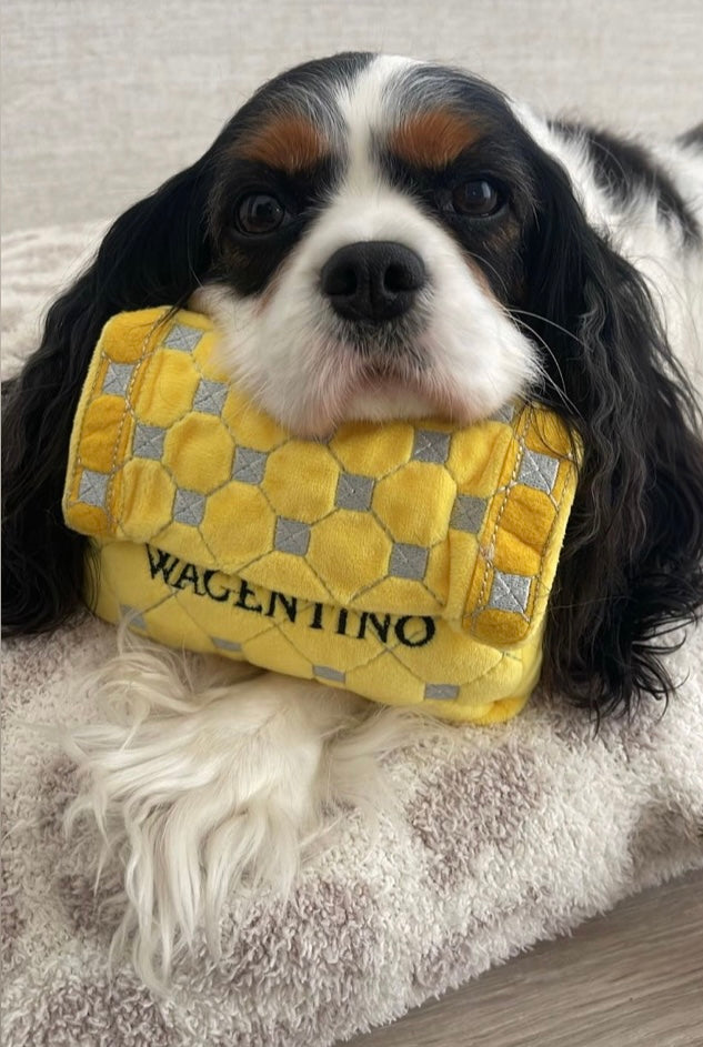 Wagentino Handbag Dog Toy – Luxury Designer Plush Toy with Squeaker
