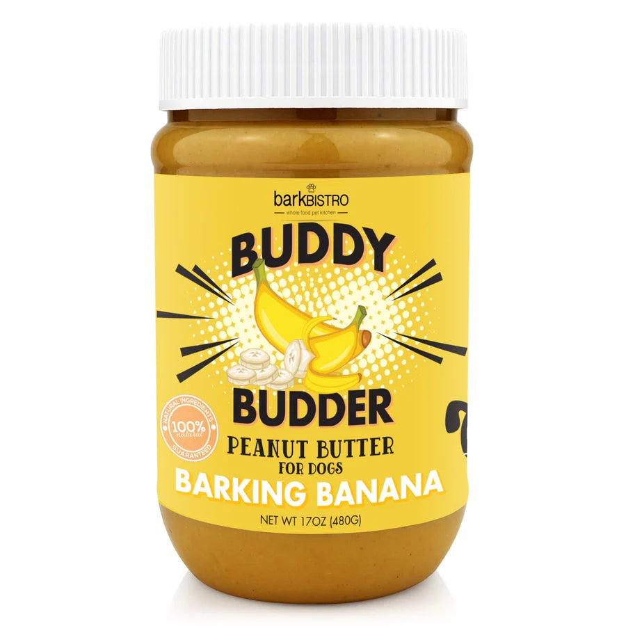 Barkin Banana Buddy Budder – Natural Peanut Butter for Dogs with Banana, Chia & Honey