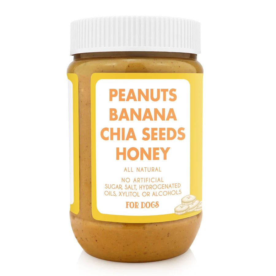 Barkin Banana Buddy Budder – Natural Peanut Butter for Dogs with Banana, Chia & Honey